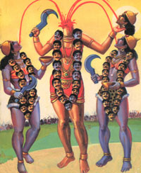 Goddess Kali in her Chinnamasta (Headless) incarnation. This incarnation of Goddess Kali is primarily worshipped by Tantriks.